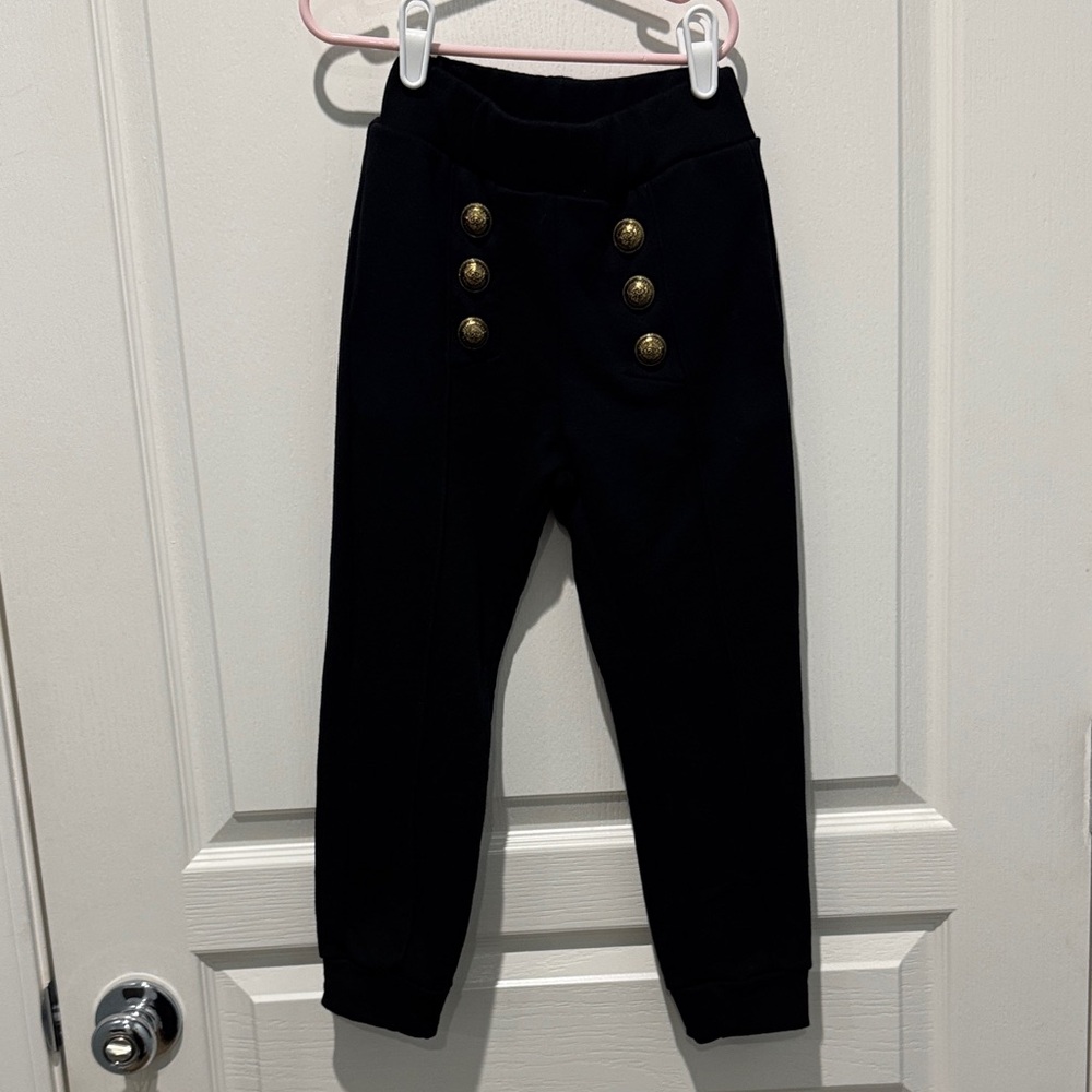Balmain Black Joggers with Gold Accents